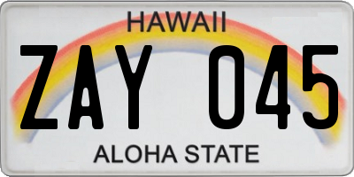 HI license plate ZAY045
