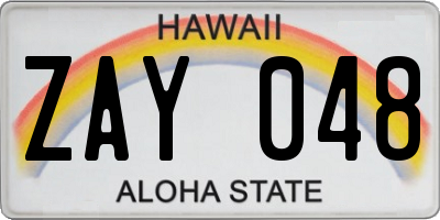 HI license plate ZAY048