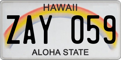 HI license plate ZAY059