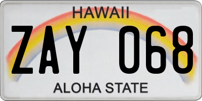 HI license plate ZAY068