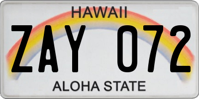 HI license plate ZAY072