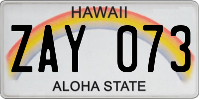 HI license plate ZAY073