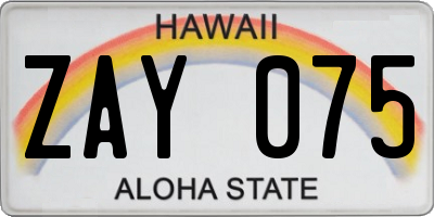 HI license plate ZAY075