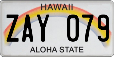 HI license plate ZAY079