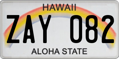 HI license plate ZAY082