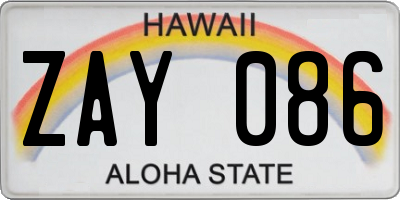 HI license plate ZAY086