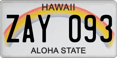 HI license plate ZAY093