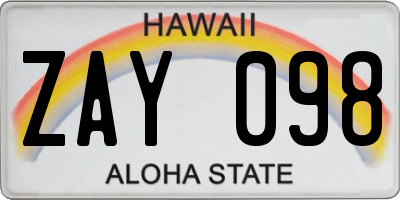 HI license plate ZAY098