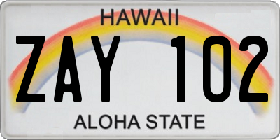 HI license plate ZAY102