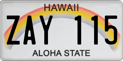 HI license plate ZAY115