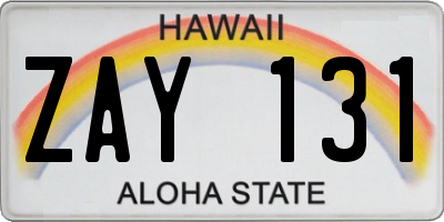 HI license plate ZAY131