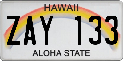 HI license plate ZAY133