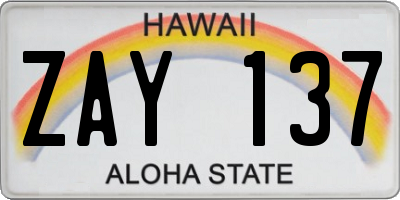 HI license plate ZAY137