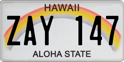 HI license plate ZAY147