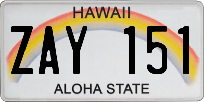 HI license plate ZAY151