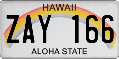 HI license plate ZAY166