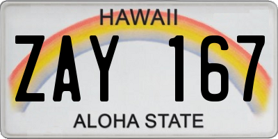 HI license plate ZAY167
