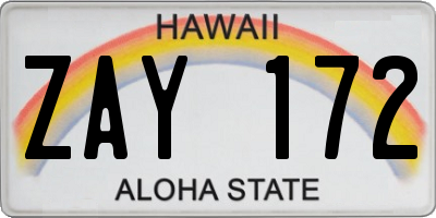 HI license plate ZAY172