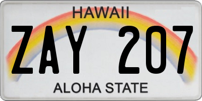 HI license plate ZAY207