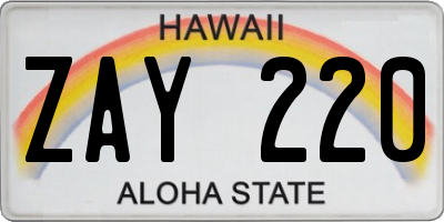 HI license plate ZAY220