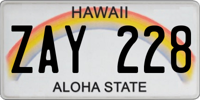 HI license plate ZAY228