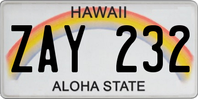 HI license plate ZAY232