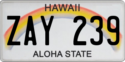 HI license plate ZAY239
