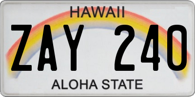 HI license plate ZAY240