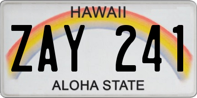 HI license plate ZAY241