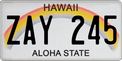 HI license plate ZAY245