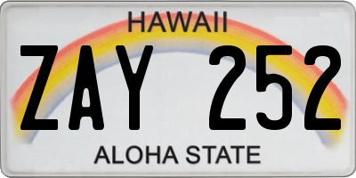 HI license plate ZAY252