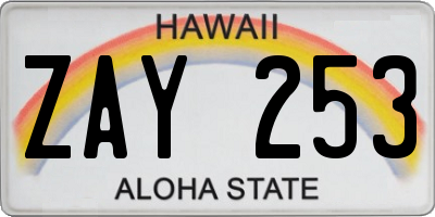 HI license plate ZAY253