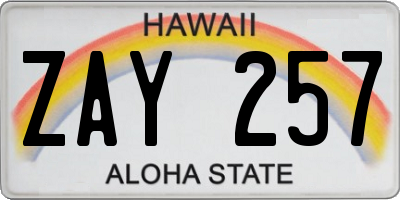 HI license plate ZAY257