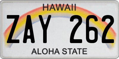 HI license plate ZAY262