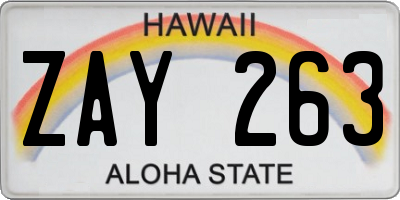 HI license plate ZAY263