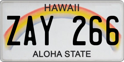 HI license plate ZAY266