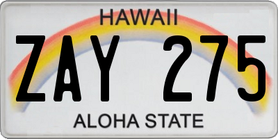 HI license plate ZAY275