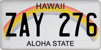 HI license plate ZAY276