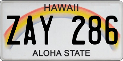 HI license plate ZAY286
