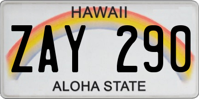 HI license plate ZAY290