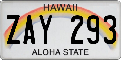 HI license plate ZAY293