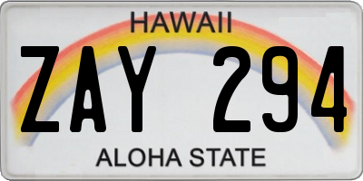 HI license plate ZAY294