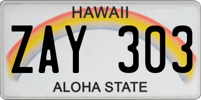 HI license plate ZAY303