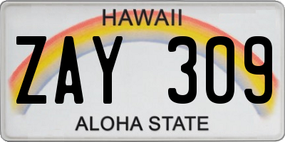 HI license plate ZAY309