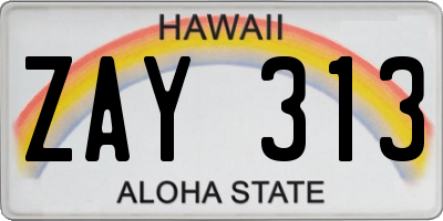 HI license plate ZAY313