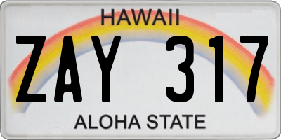 HI license plate ZAY317