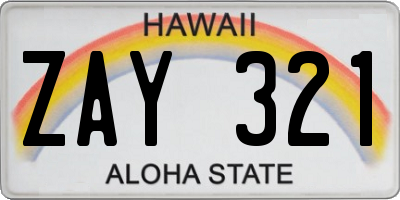 HI license plate ZAY321