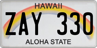 HI license plate ZAY330