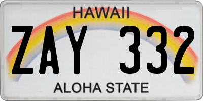 HI license plate ZAY332