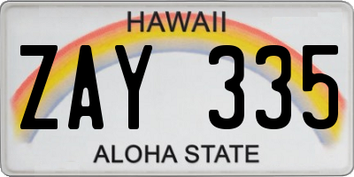 HI license plate ZAY335